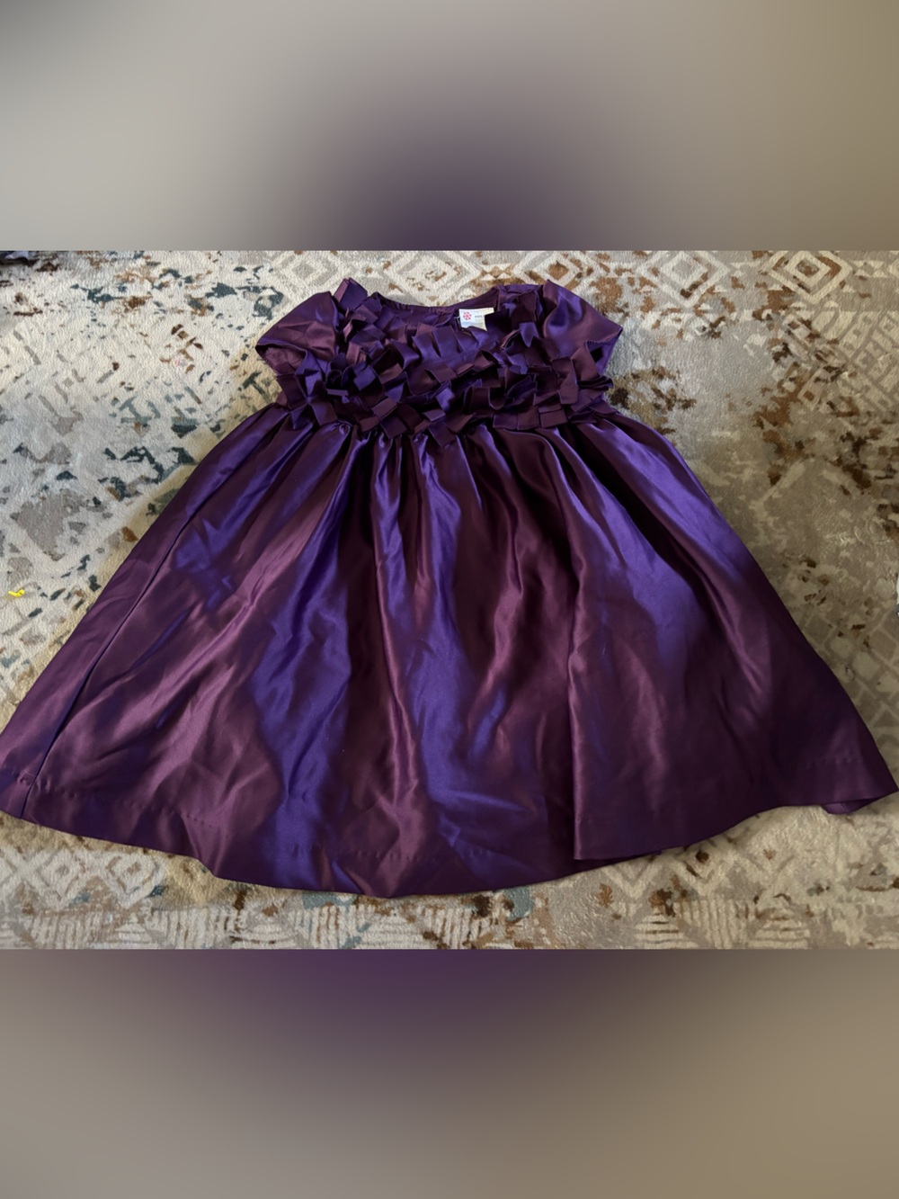 Toddler Girls Purple Party Dress with Ruffled Bodice